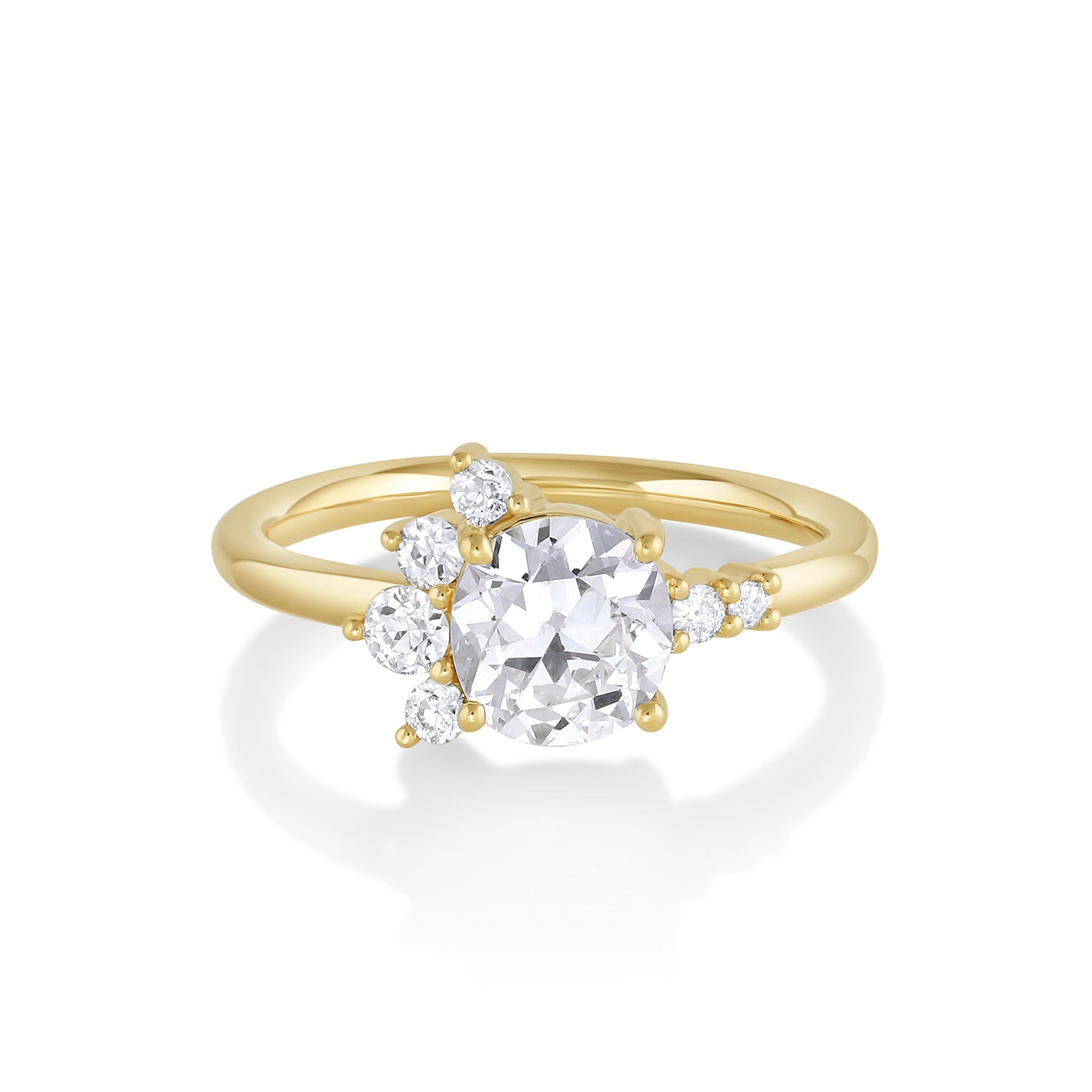 Marrow Fine Jewelry Amelia White Diamond Round Cluster Engagement Ring