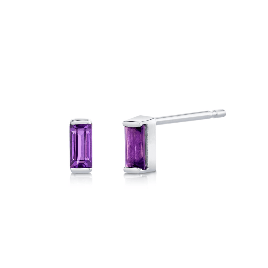 Marrow Fine Jewelry Amethyst Baguette Stud Earrings [Yellow Gold]