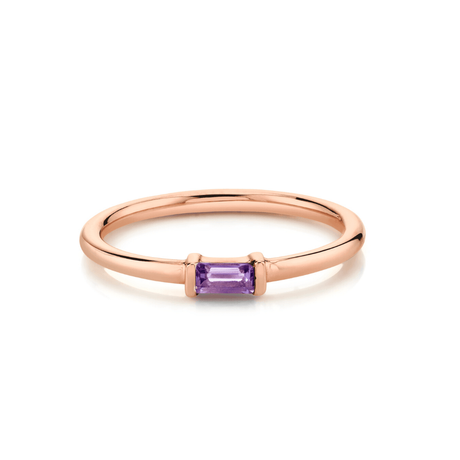 Marrow Fine Jewelry Purple Amethyst Baguette Stacking Ring  [Rose Gold]