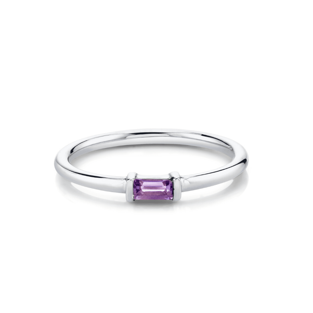 Marrow Fine Jewelry Purple Amethyst Baguette Stacking Ring