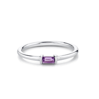 Marrow Fine Jewelry Purple Amethyst Baguette Stacking Ring  [White Gold]