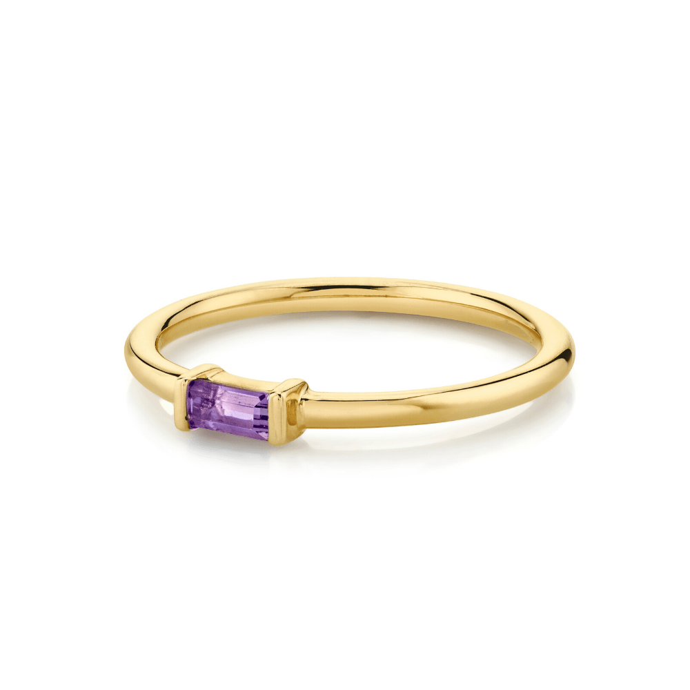 Marrow Fine Jewelry Purple Amethyst Baguette Stacking Ring