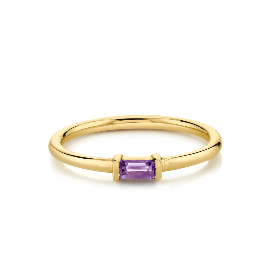 Marrow Fine Jewelry Purple Amethyst Baguette Stacking Ring  [Yellow Gold]