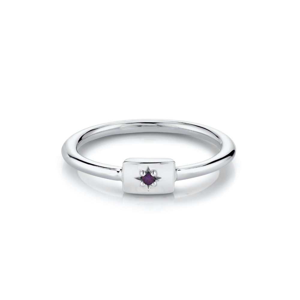 Marrow Fine Jewelry Amethyst Plate Stacking Ring