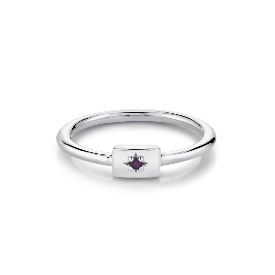 Marrow Fine Jewelry Amethyst Plate Stacking Ring [White Gold]