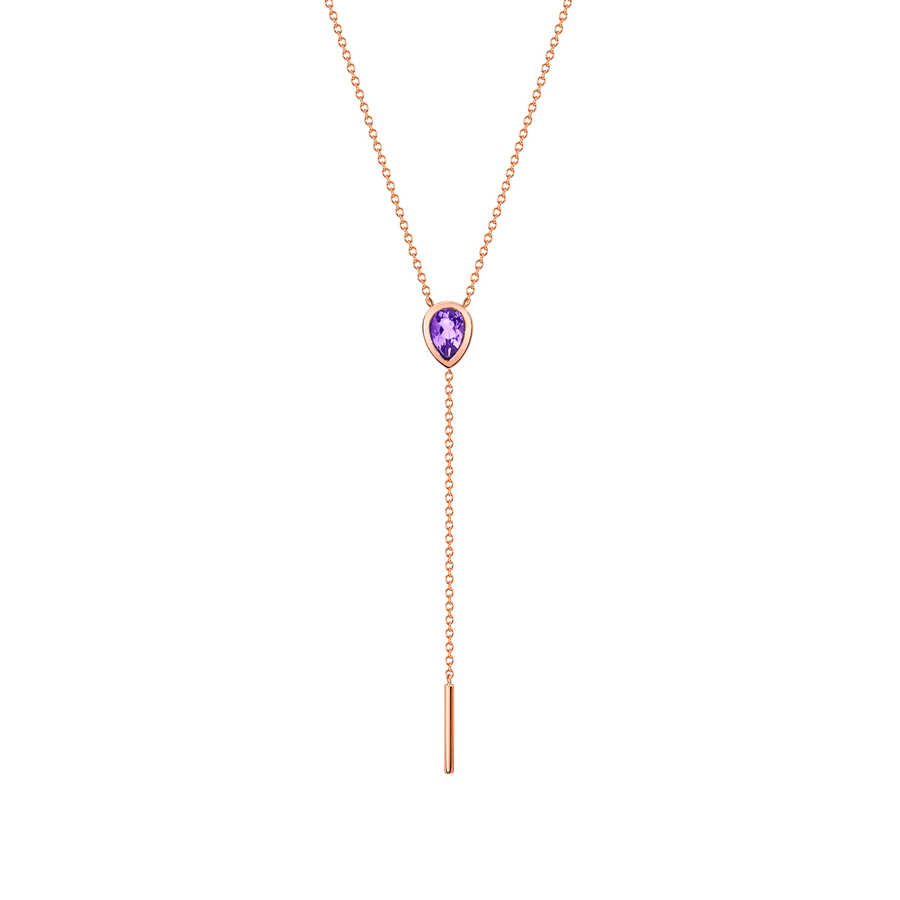 Marrow Fine Jewelry Purple Amethyst Lariat Necklace [Rose Gold]