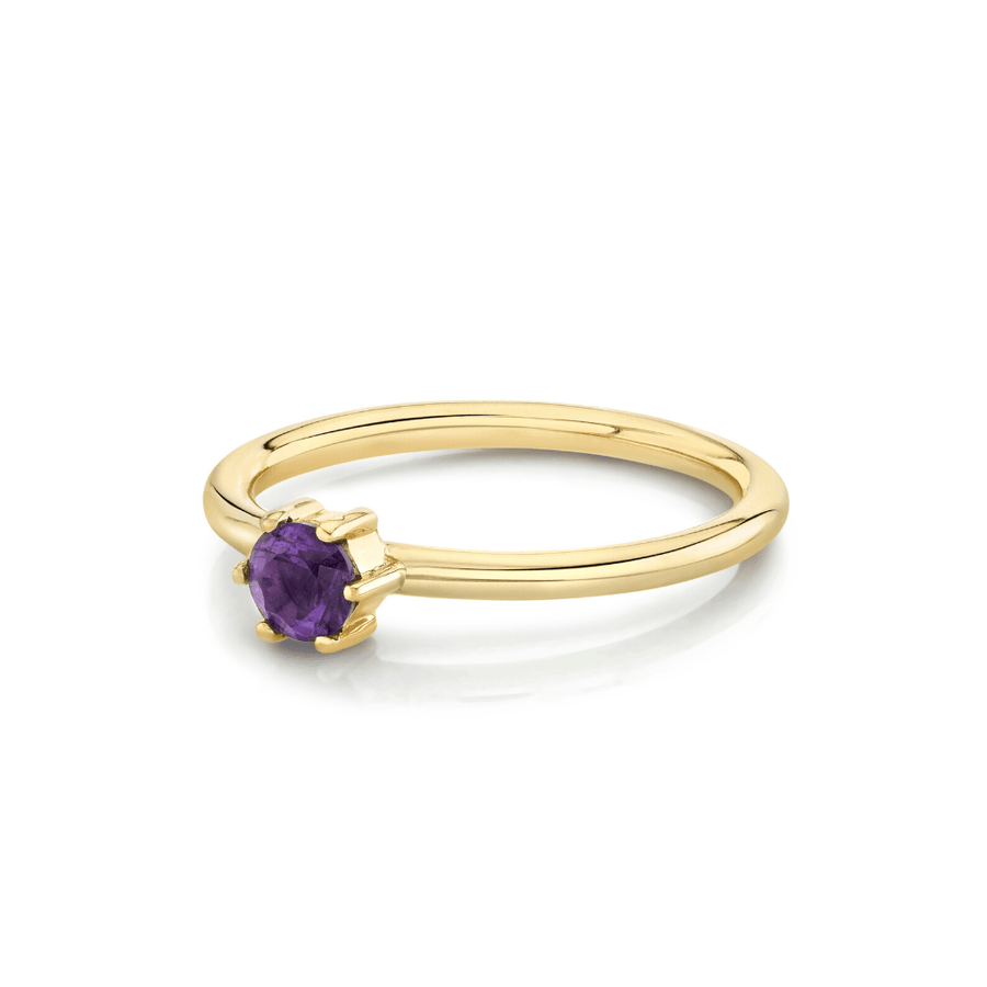 Marrow Fine Jewelry Amethyst Solitaire Stacking Ring February  [Yello Gold]