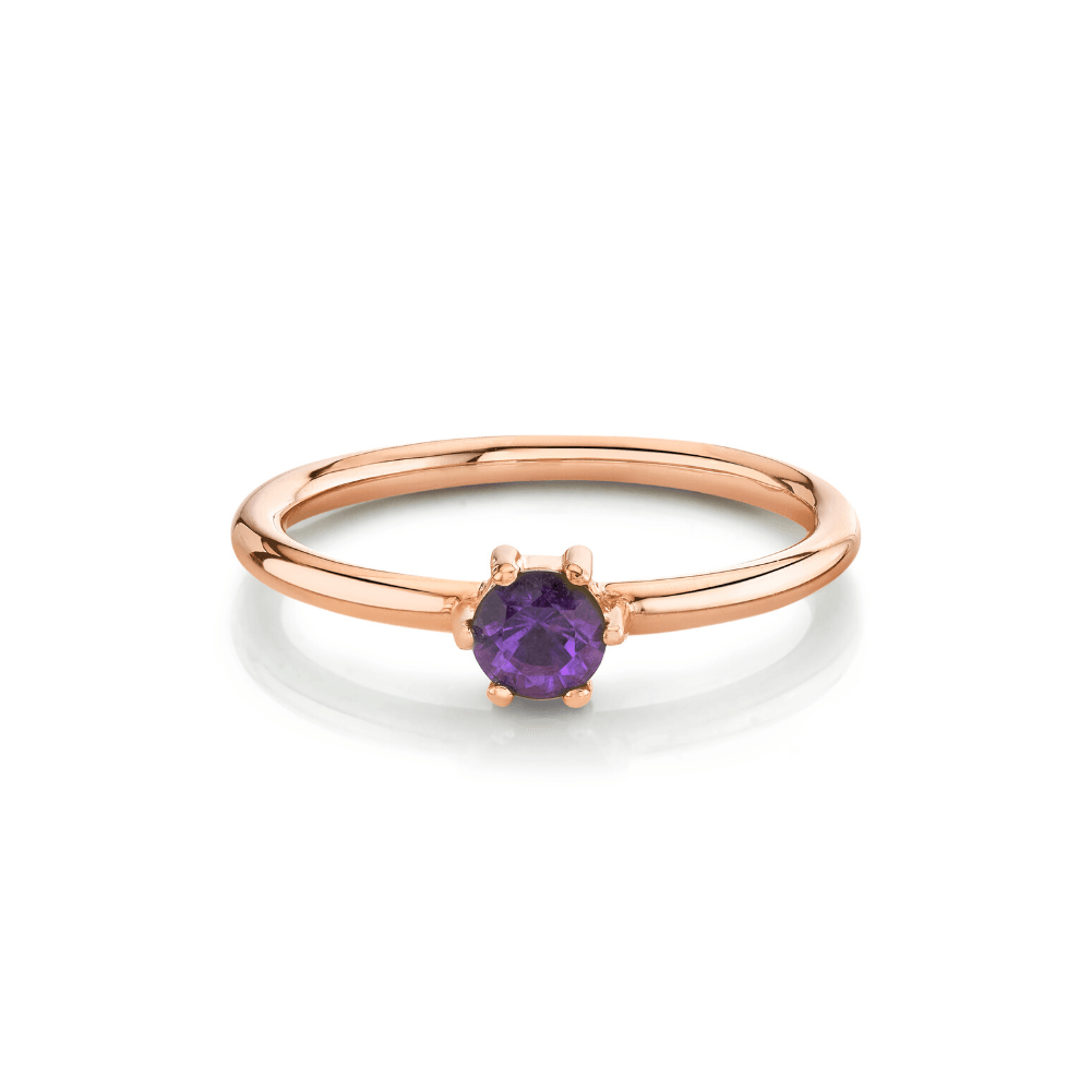 Marrow Fine Jewelry Amethyst Solitaire Stacking Ring February
