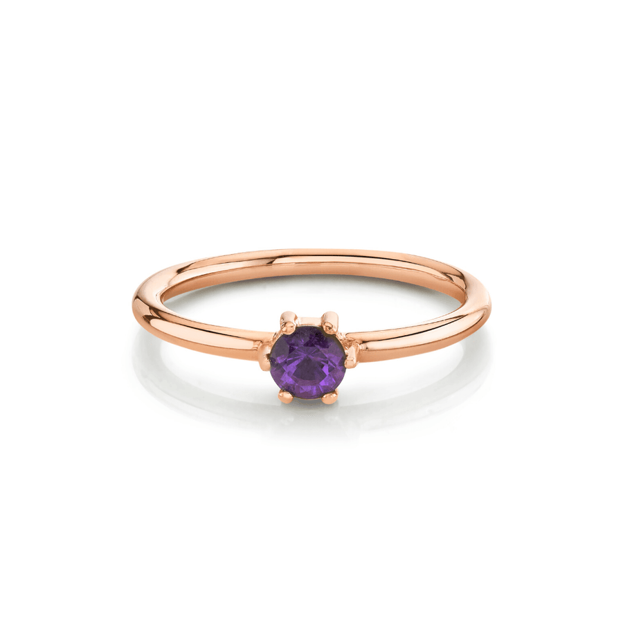 Marrow Fine Jewelry Amethyst Solitaire Stacking Ring February  [Rose Gold]