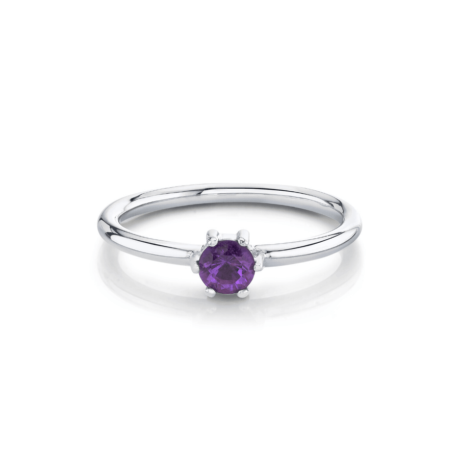 Marrow Fine Jewelry Amethyst Solitaire Stacking Ring February  [White Gold]