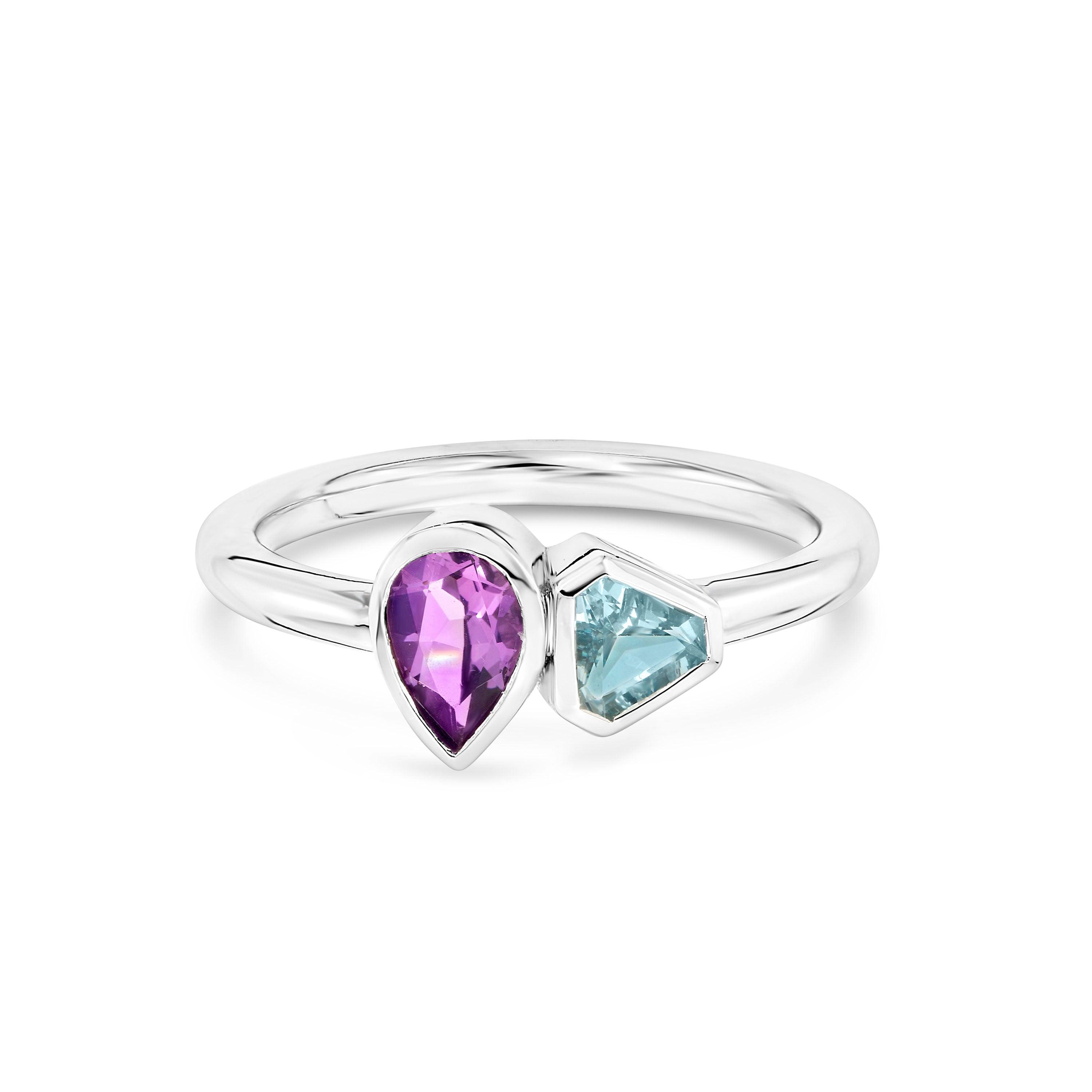 Marrow Fine Jewelry Amethyst Aquamarine Shield Toi Et Moi