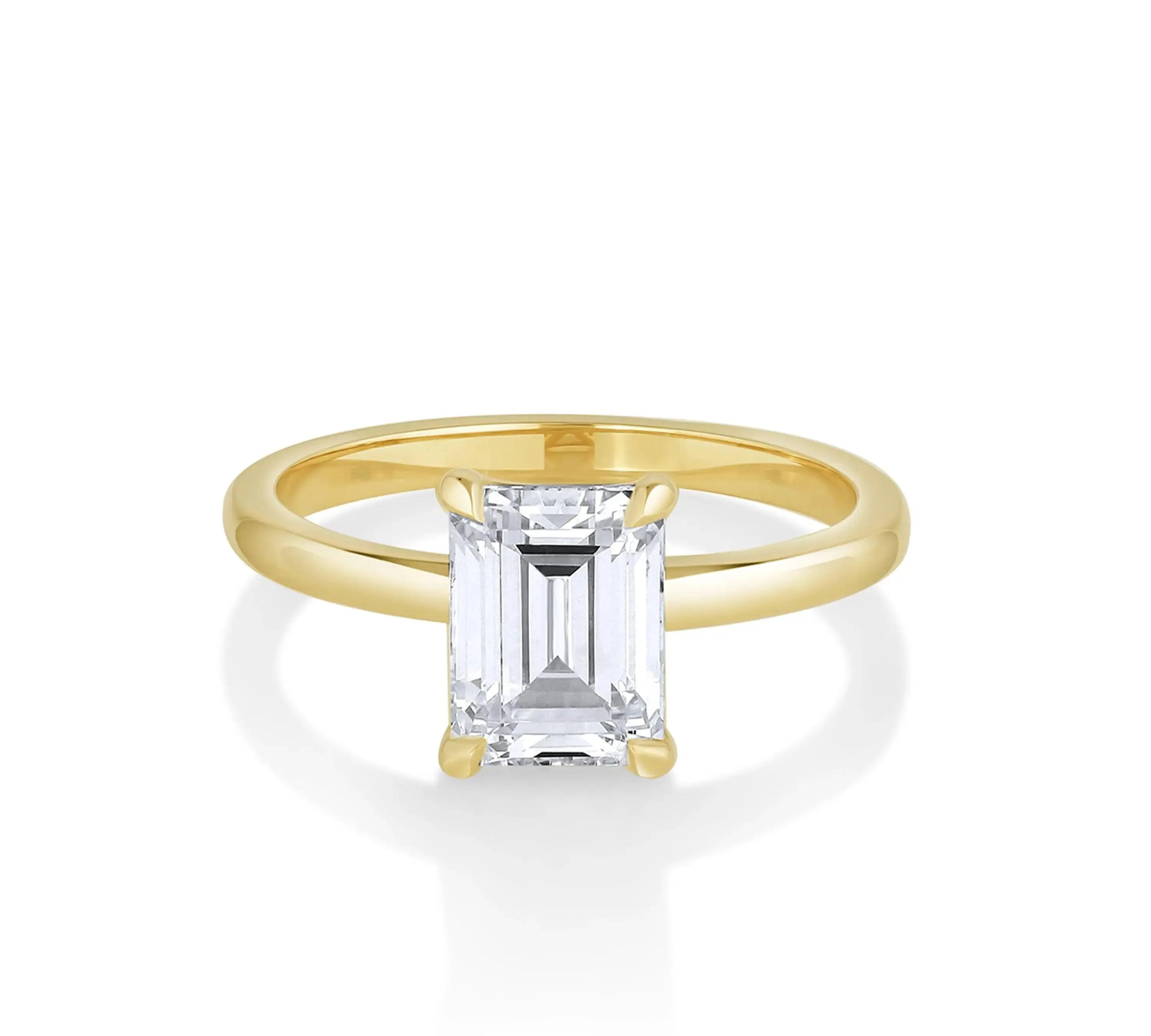 Marrow Fine Jewelry Annette Solitaire Emerald Cut White Diamond Engagement Ring [Yellow Gold]