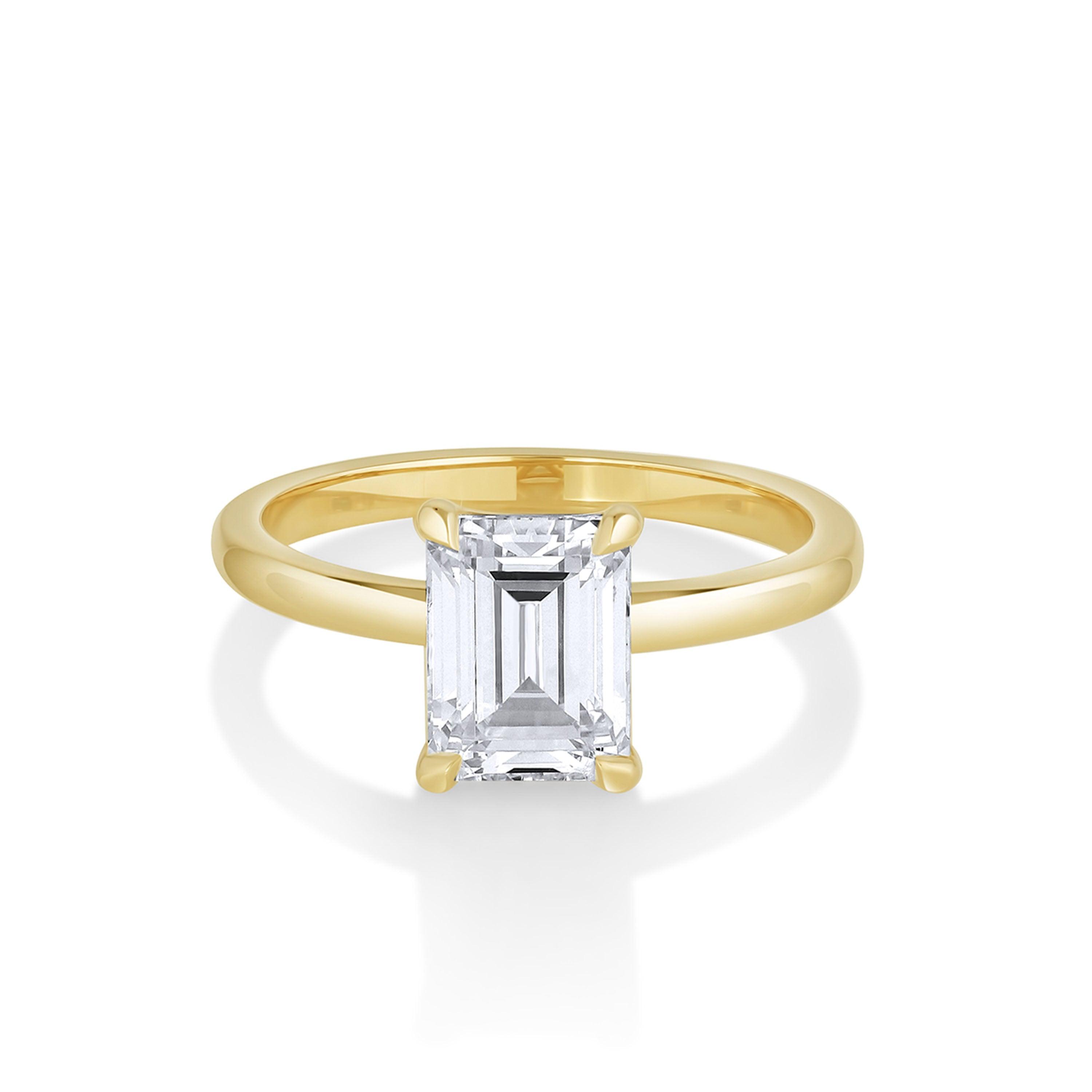 Marrow Fine Jewelry Annette Solitaire Emerald Cut White Diamond Engagement Ring