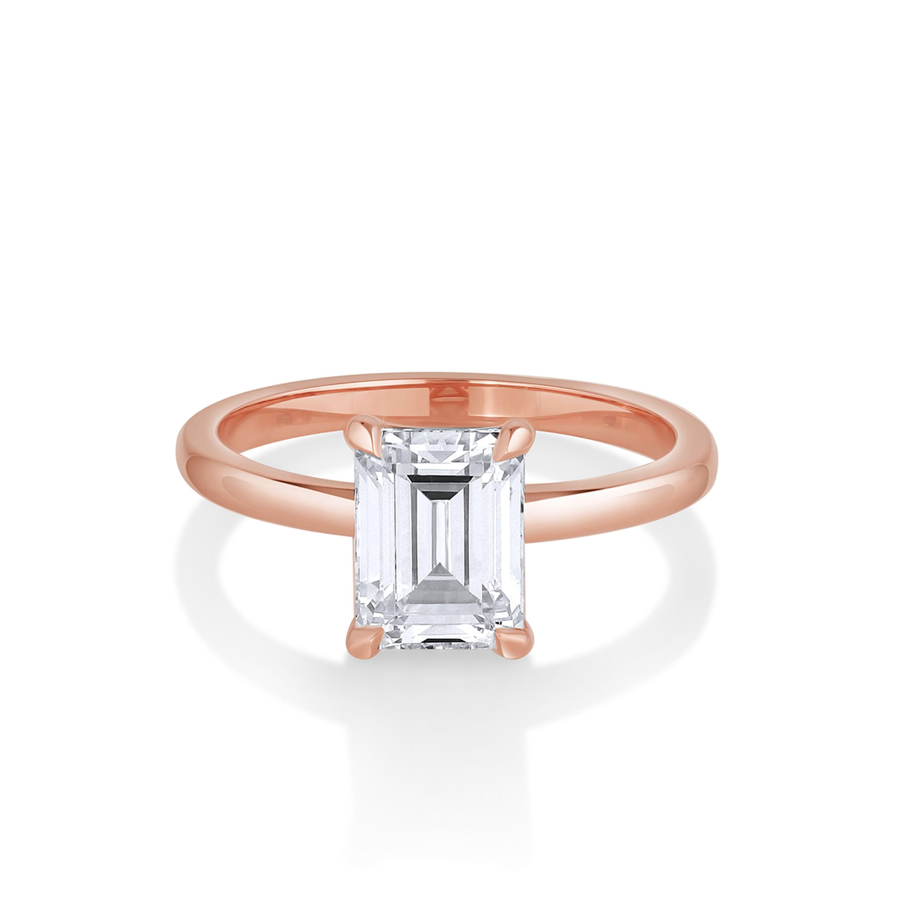 Marrow Fine Jewelry Annette Solitaire Emerald Cut White Diamond Engagement Ring