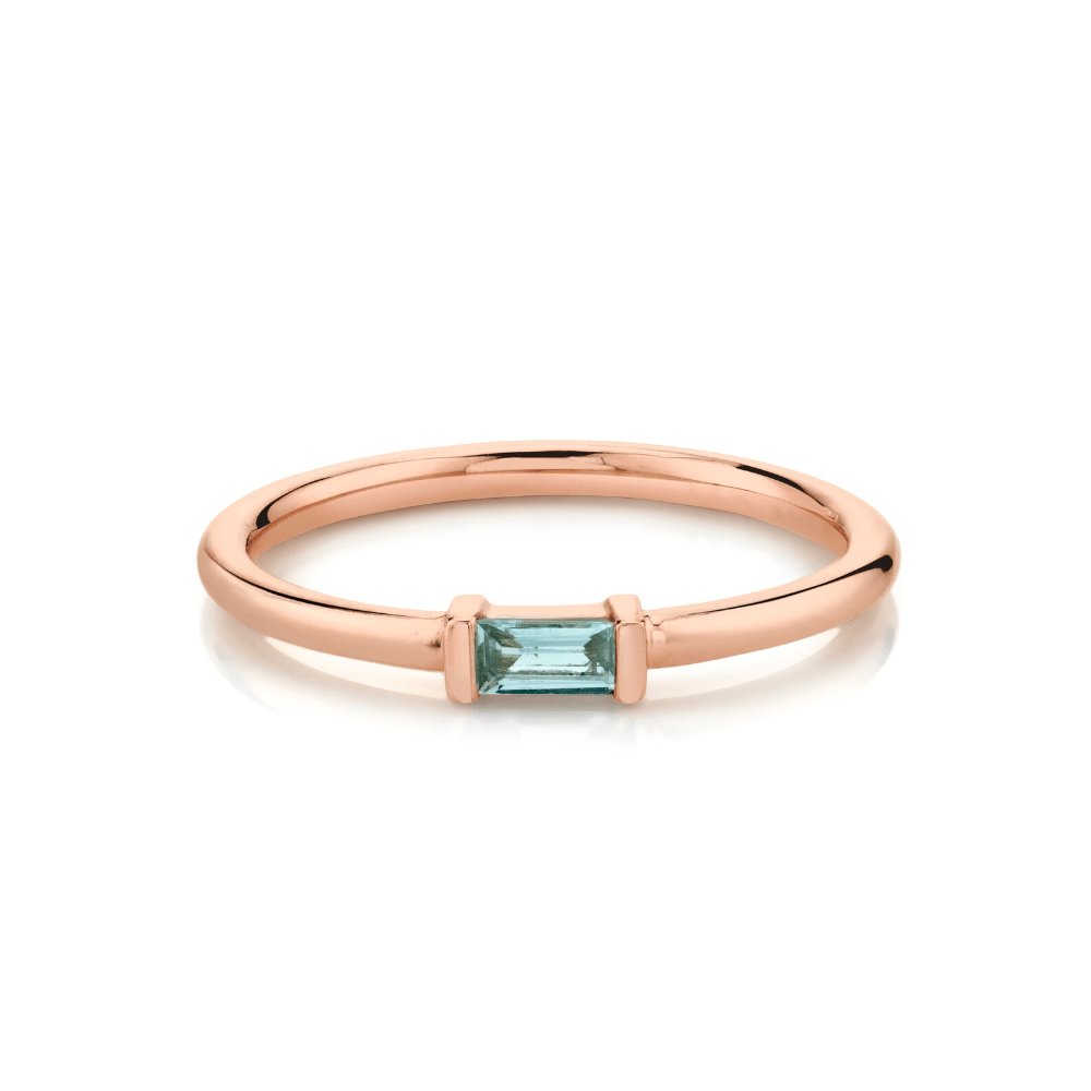 Marrow Fine Jewelry Straight Baguette Blue Aquamarine Stacking Ring