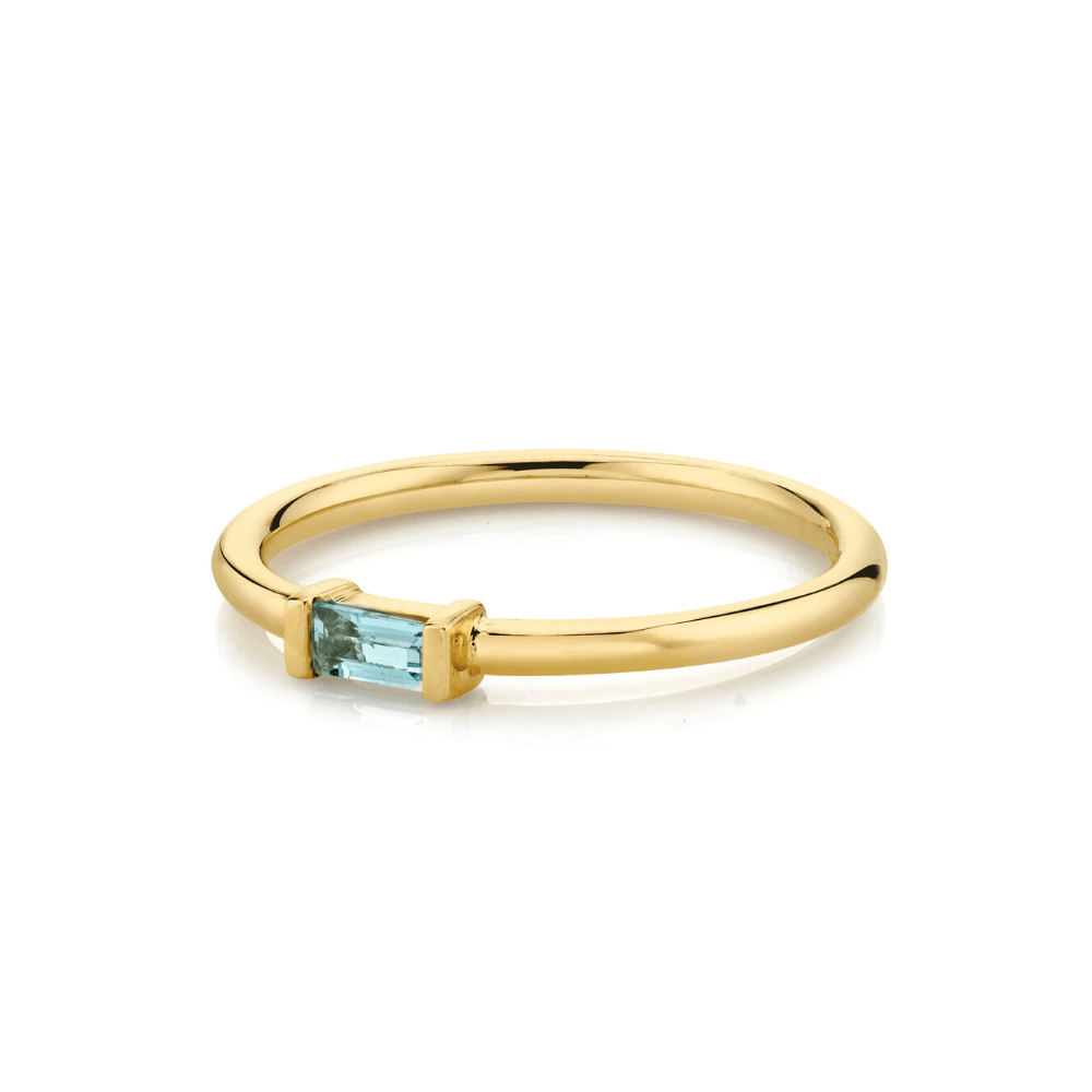 Marrow Fine Jewelry Straight Baguette Blue Aquamarine Stacking Ring