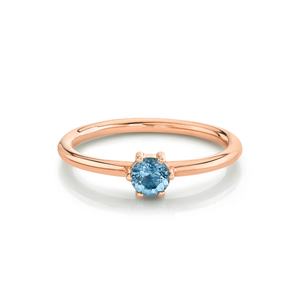 Marrrow Fine Jewelry Blue Aquamarine Solitaire Birthstone Ring