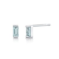 Marrow Fine Jewelry Blue Aquamarine March Birthstone Baguette Earrings [White Gold]