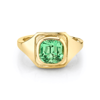 Marrow Fine Jewelry Mint Garnet Boyfriend Signet Ring [Yellow Gold]