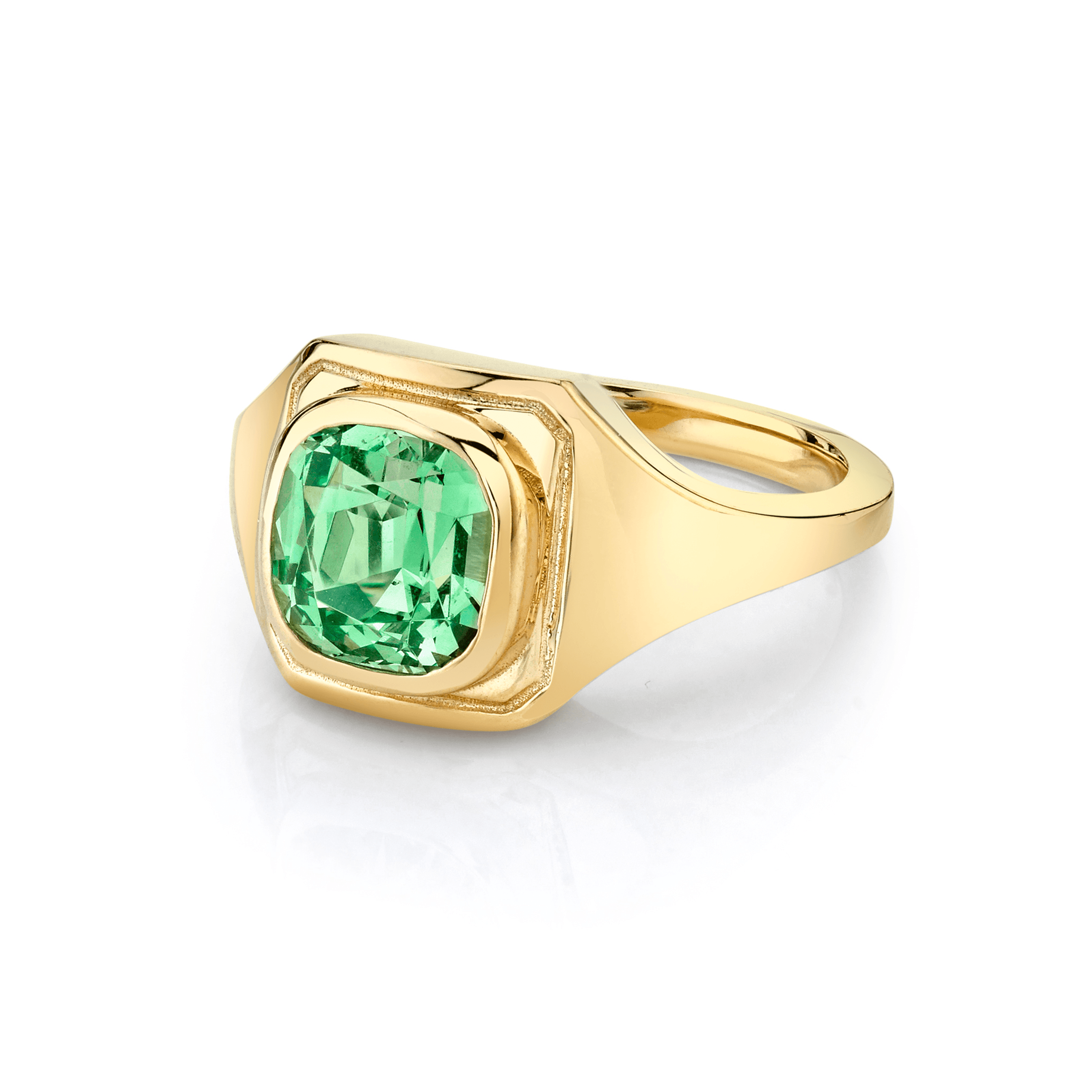 Marrow Fine Jewelry Mint Garnet Boyfriend Signet Ring