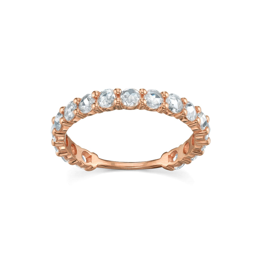 Marrow Fine Jewelry White Diamond Rose Cut Three Quarter Eternity Wedding Stacking Band [Rose Gold]