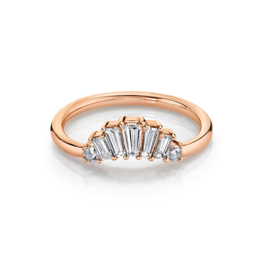 Marrow Fine Jewelry White Diamond Art Deco Baguette And Round Cut Stacking Wedding Band [Rose Gold]
