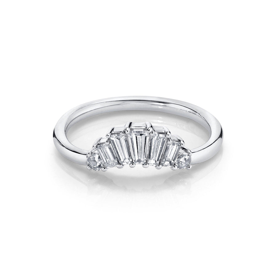 Marrow Fine Jewelry White Diamond Art Deco Baguette And Round Cut Stacking Wedding Band [White Gold]