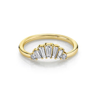 Marrow Fine Jewelry White Diamond Art Deco Baguette And Round Cut Stacking Wedding Band [Yellow Gold]