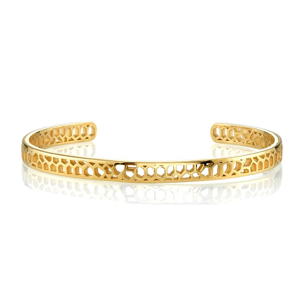 Marrow Fine Jewelry  Solid Gold Vintage Lace Milgrain Cuff Bracelet