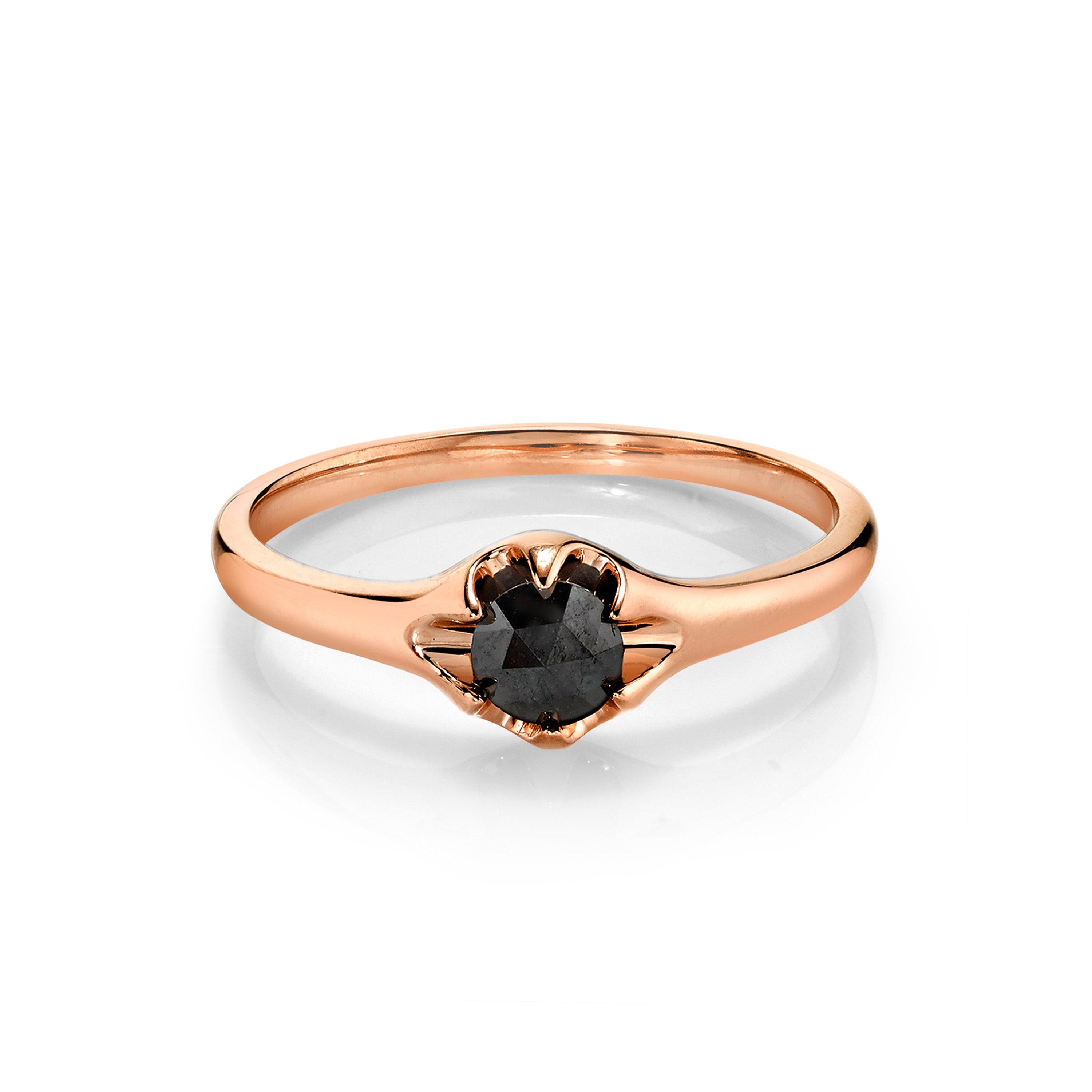Marrow Fine Jewelry Black Diamond Rose Cut Buttercup Vintage Ring