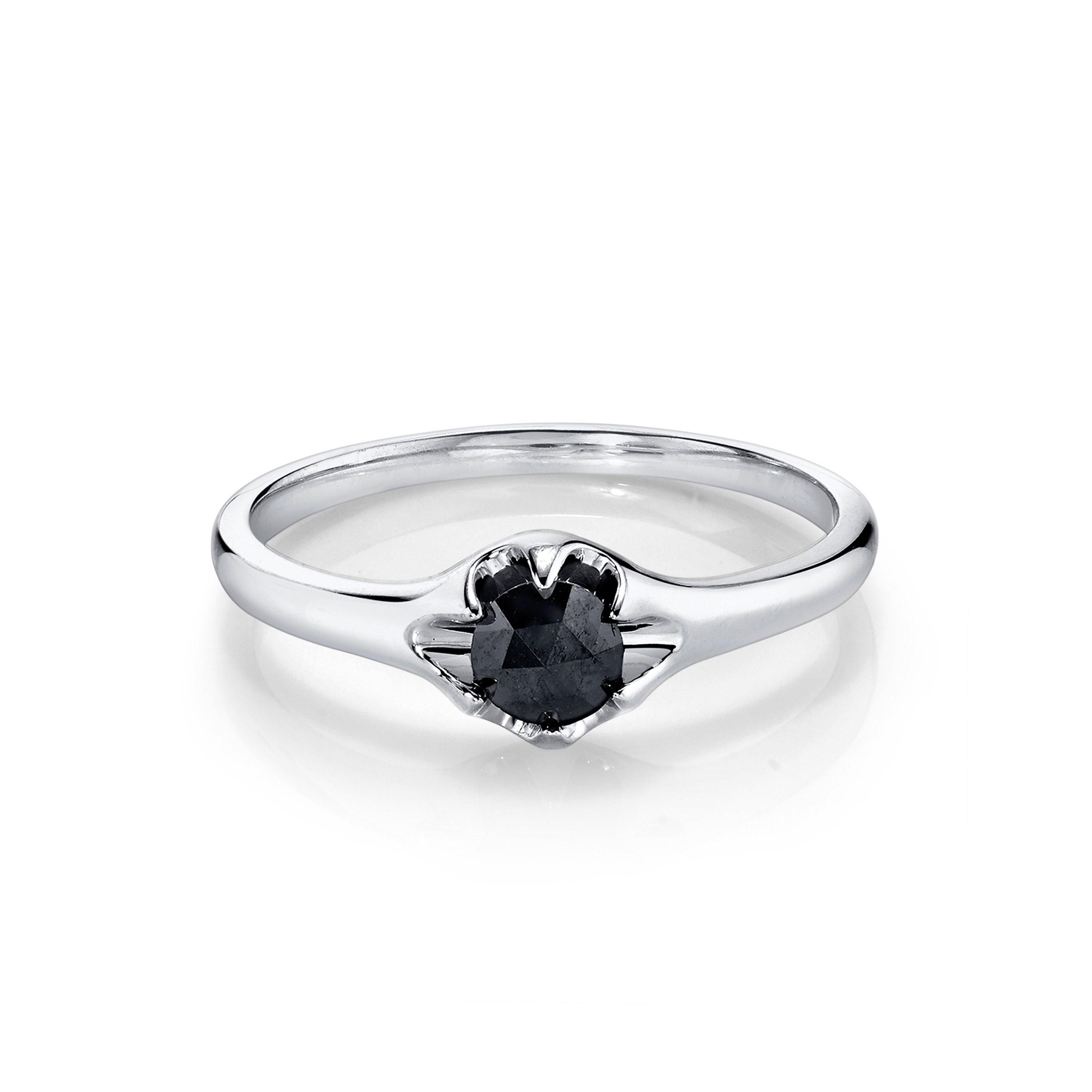 Marrow Fine Jewelry Black Diamond Rose Cut Buttercup Vintage Ring