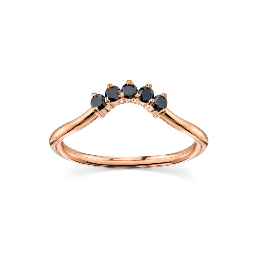 Marrow Fine Black Diamond Dainty Crown Stacking Band [Rose Gold]