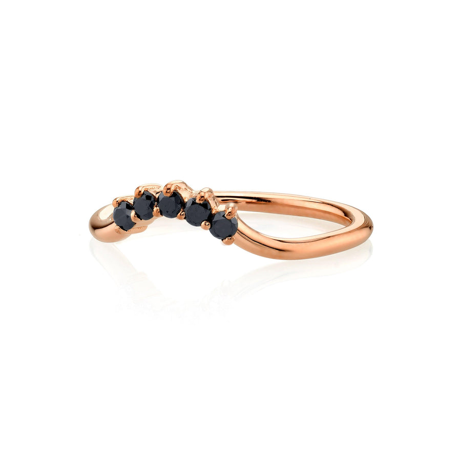 Marrow Fine Black Diamond Dainty Crown Stacking Band [Rose Gold]