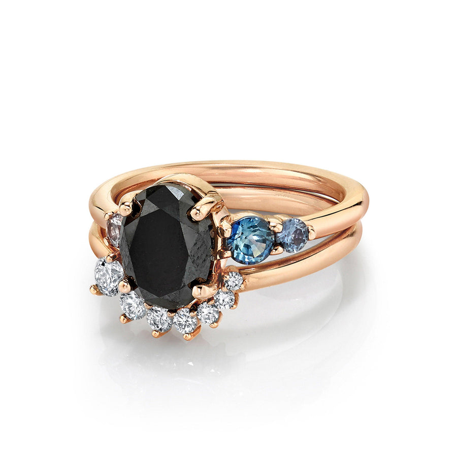 Black Diamond Oval Engagement Ring & Brilliant Nova Band - Marrow Fine