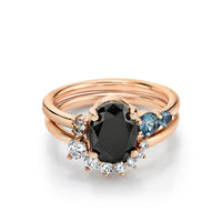 Black Diamond Oval Engagement Ring & Brilliant Nova Band - Marrow Fine
