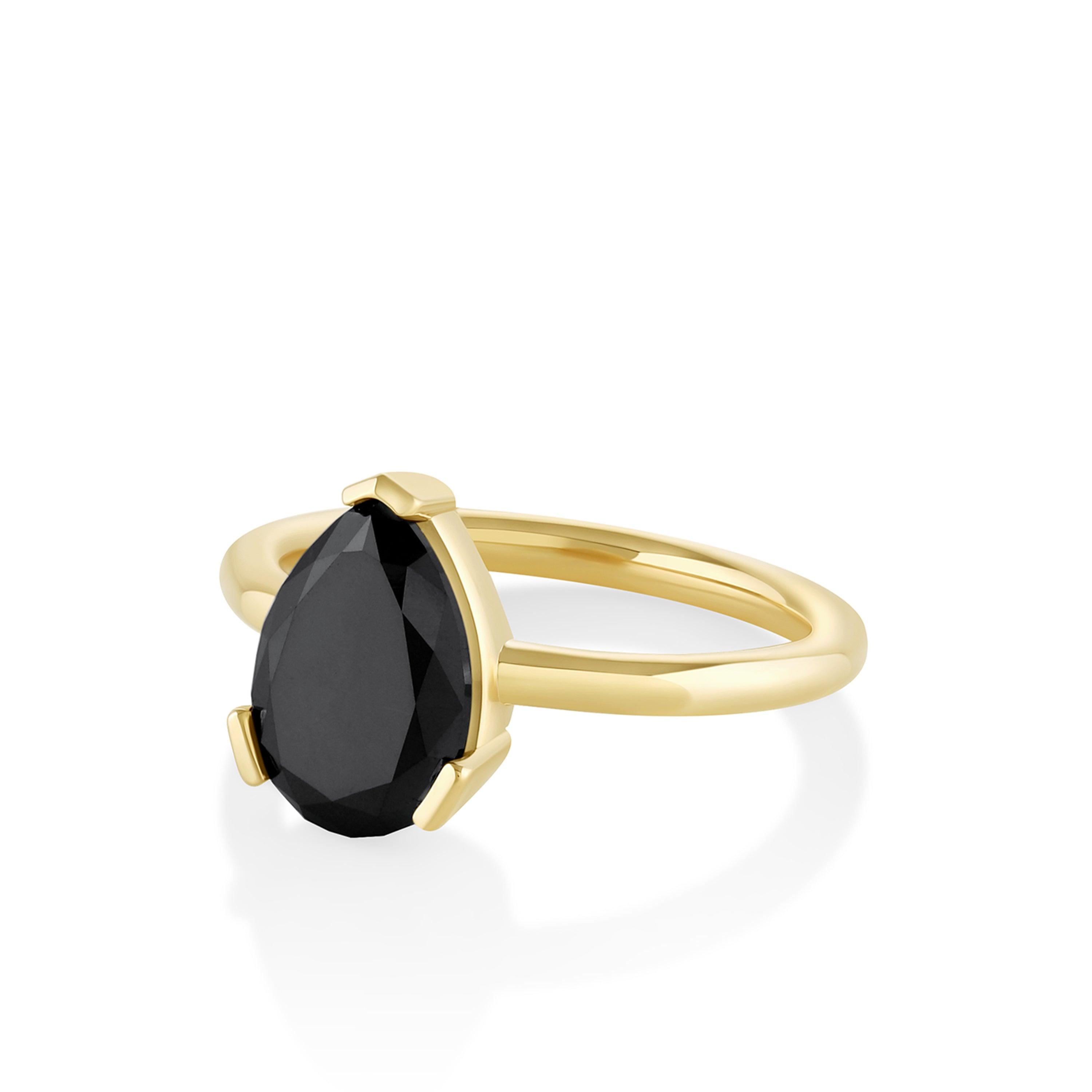 Marrow Fine Jewelry 2.15ct Black Diamond Pear Sloane Engagement Ring