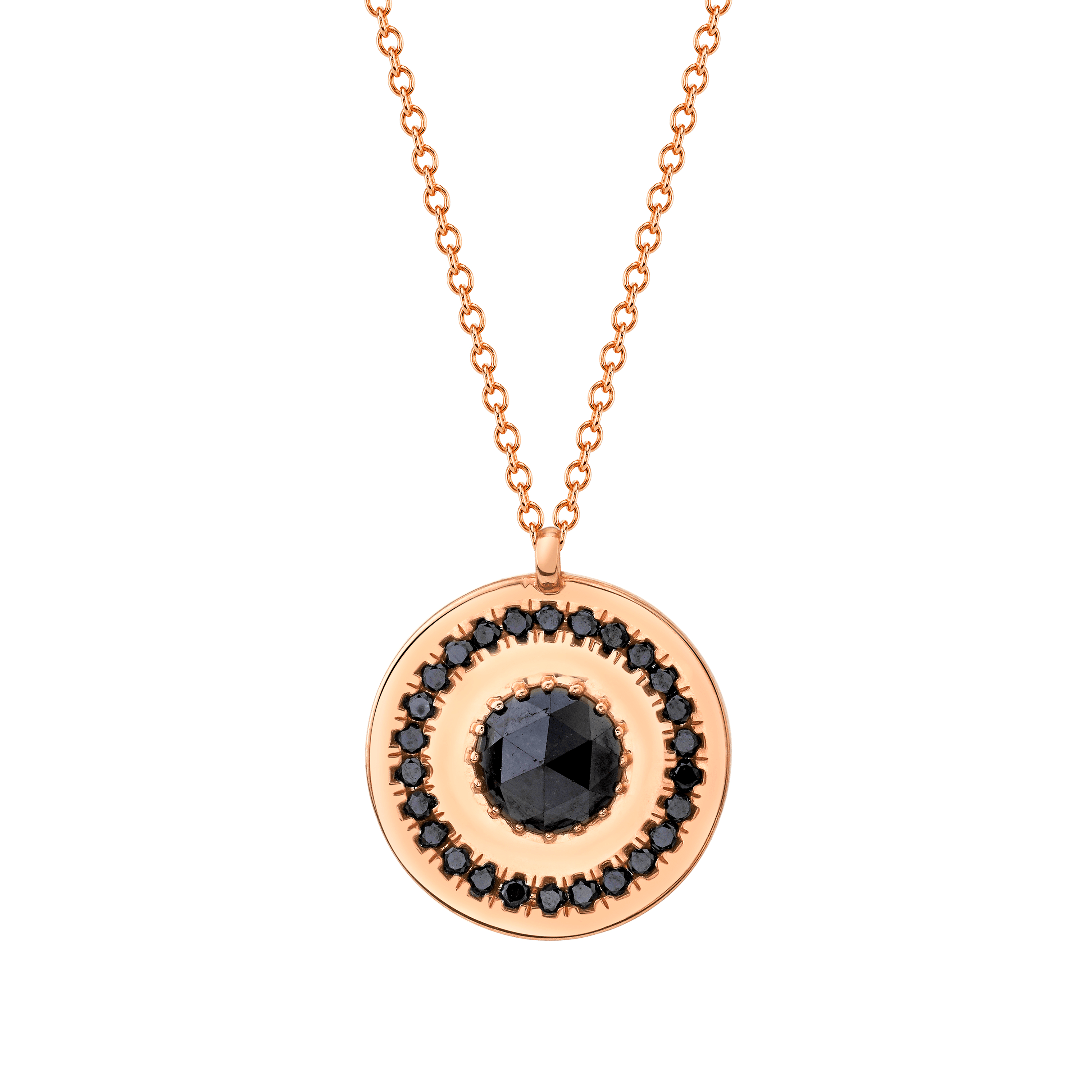 Marrow Fine Jewelry Black Diamond Amulet Circle Necklace