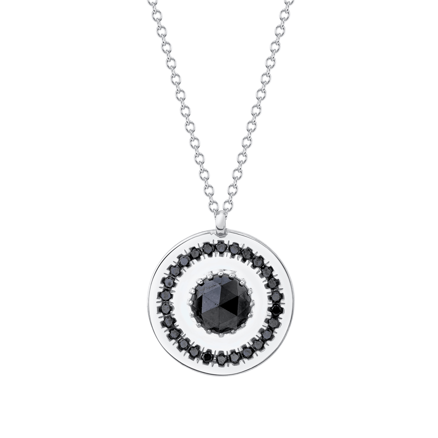 Marrow Fine Jewelry Black Diamond Amulet Circle Necklace [Yellow Gold]