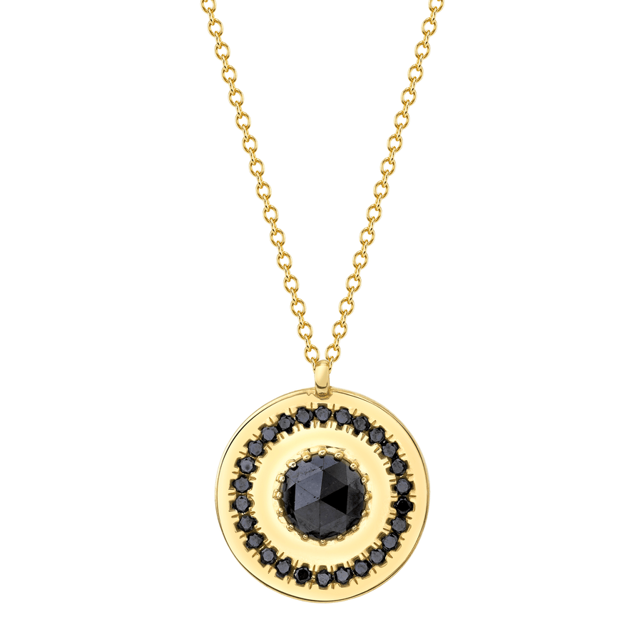 Marrow Fine Jewelry Black Diamond Amulet Circle Necklace [Yellow Gold]