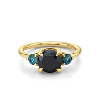 Marrow Fine Jewelry Black Diamond Montana Sapphire Engagement Ring [Yellow Gold]