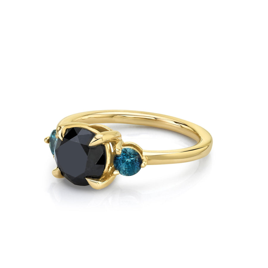 Marrow Fine Jewelry Black Diamond Montana Sapphire Engagement Ring [Yellow Gold]
