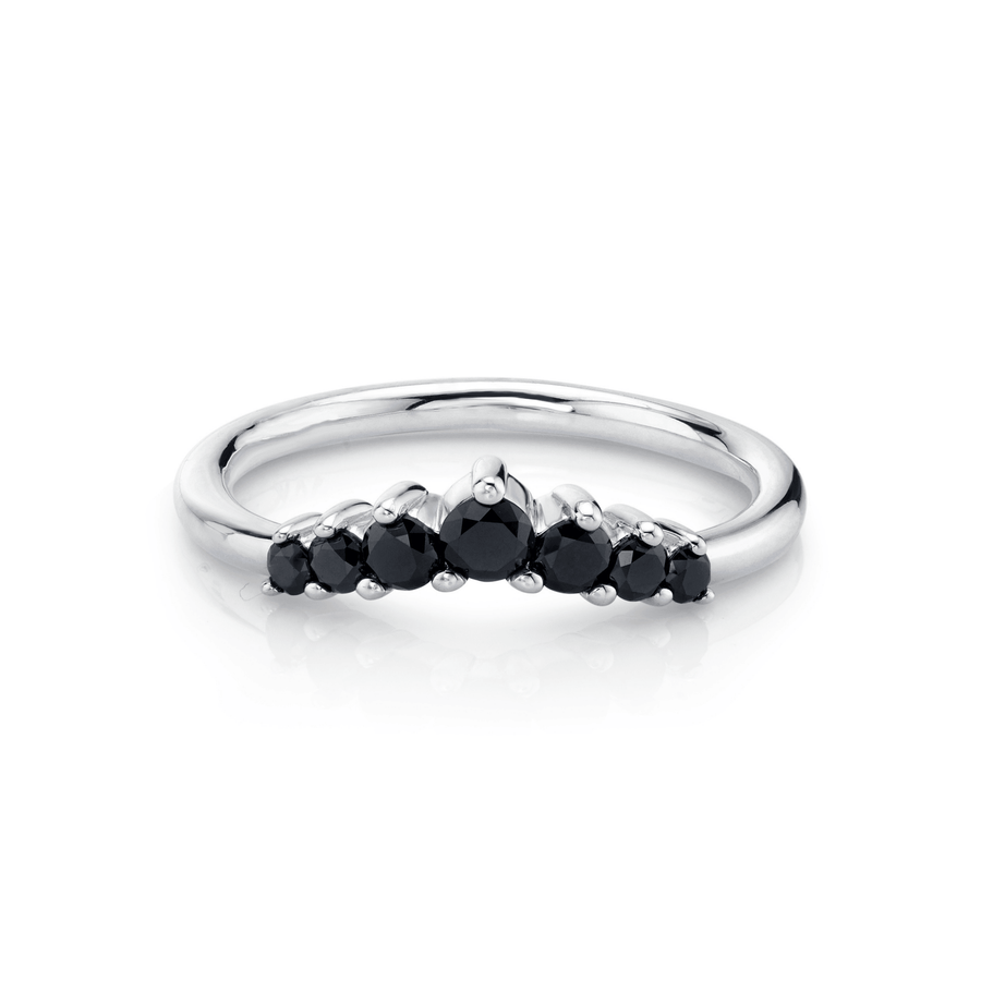 Marrow Fine Jewelry Black Diamond Seven Stones Stacking Ring  [White Gold]