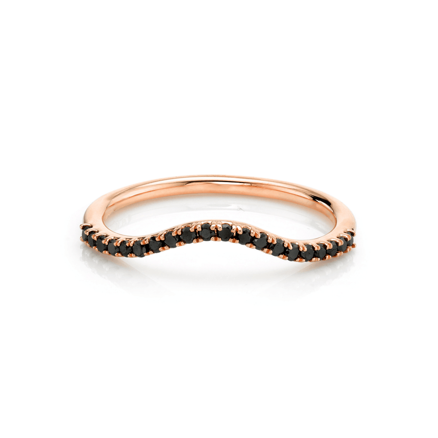 Marrow Fine Jewelry Black Diamond Pavé Wave Stacking Band Ring [Rose Gold]