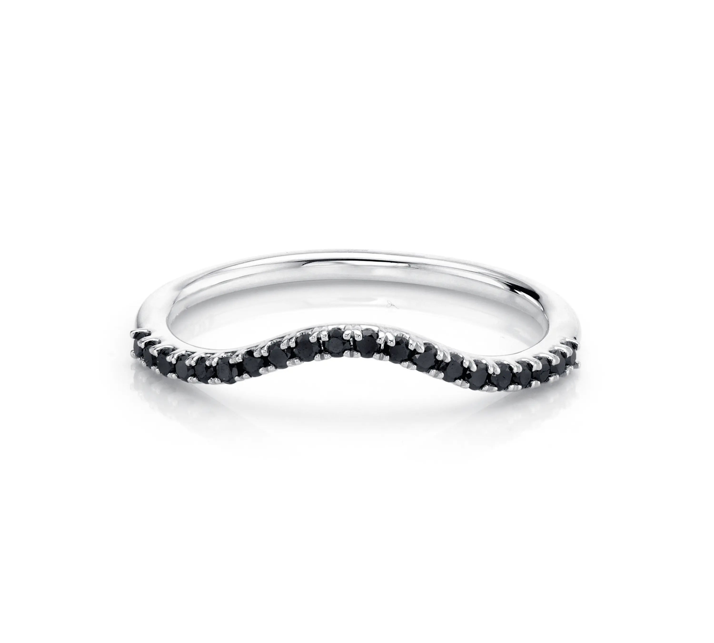 Marrow Fine Jewelry Black Diamond Pavé Wave Stacking Band Ring [White Gold]