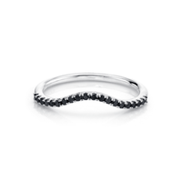 Marrow Fine Jewelry Black Diamond Pavé Wave Stacking Band Ring [White Gold]