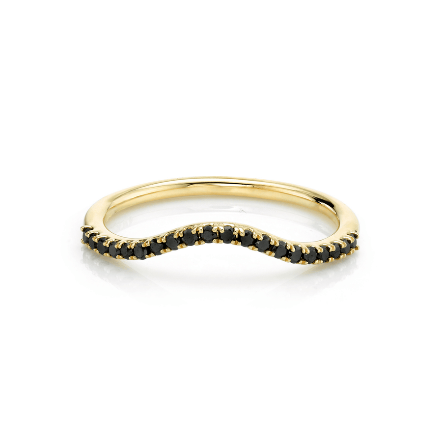 Marrow Fine Jewelry Black Diamond Pavé Wave Stacking Band Ring [Yellow Gold]