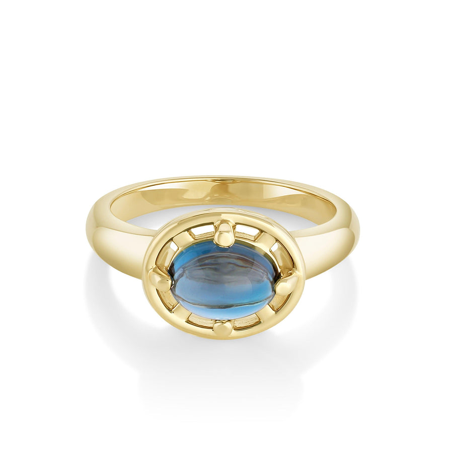 Marrow Fine Jewelry Blue Topaz Cabochon Georgia Setting Ring [Yellow Gold]