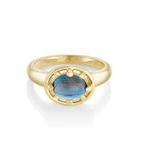 Marrow Fine Jewelry Blue Topaz Cabochon Georgia Setting Ring [Yellow Gold]