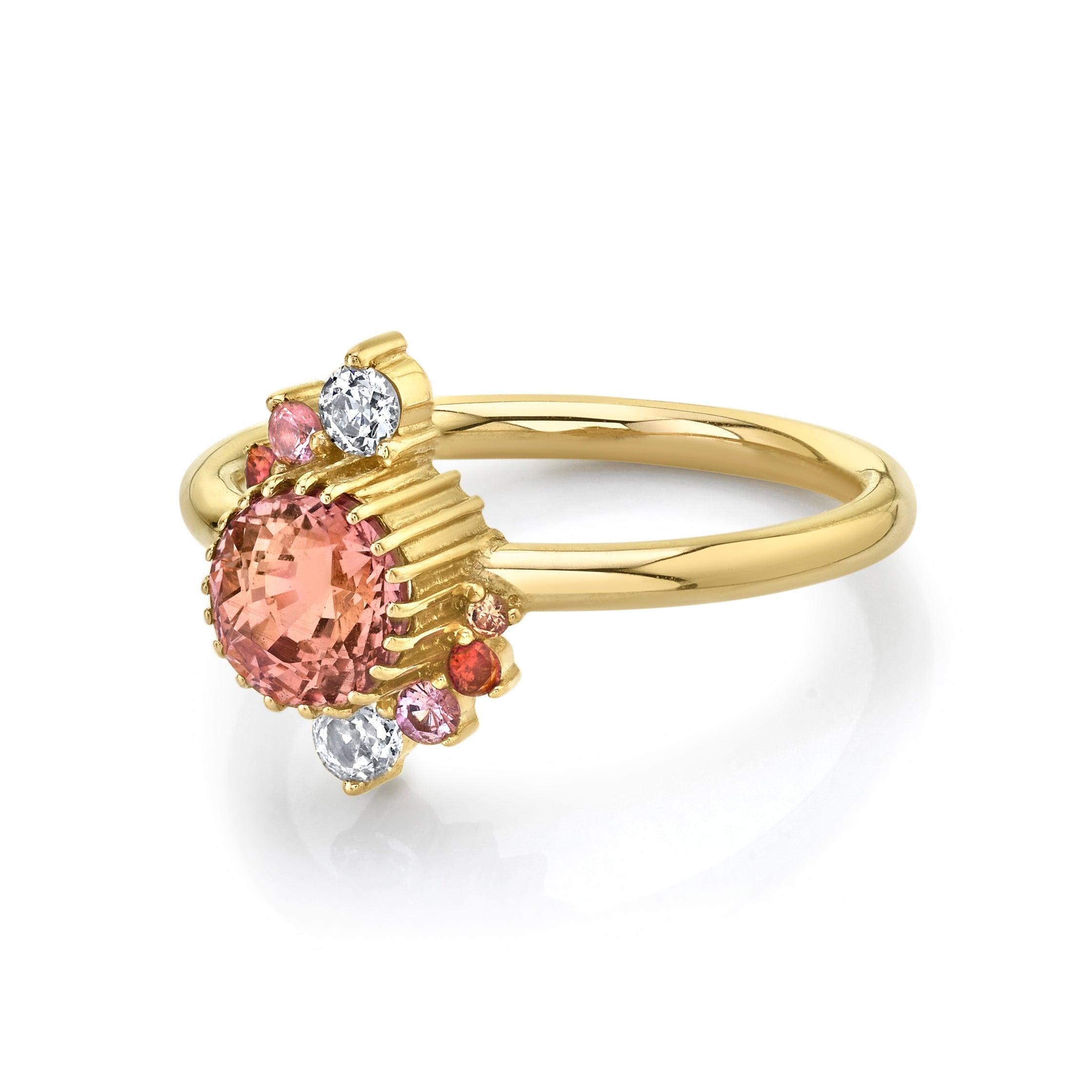 Marrow Fine Jewelry Peach Sapphire Double Spray Ring