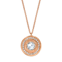 Marrow Fine Jewelry White Diamond Rose Cut Medallion Necklace With Pave Accents [Rose Gold]